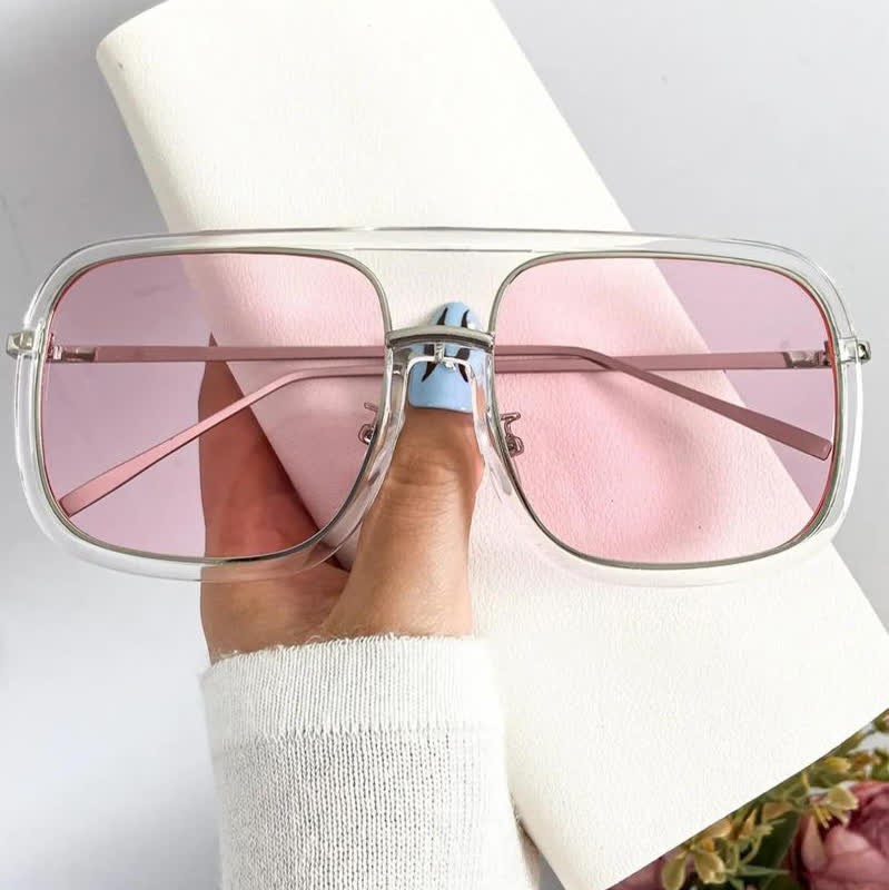 Spykay™ SG60732 Tortoise Pattern Flat Top Square Frame Double Bridges Sunglasses - Transparent/Pink - image 14