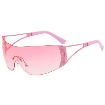 Spykay™ SG60852 Y2K Vintage Rhinestone Decor One-piece Rimless Hipster Sunglasses