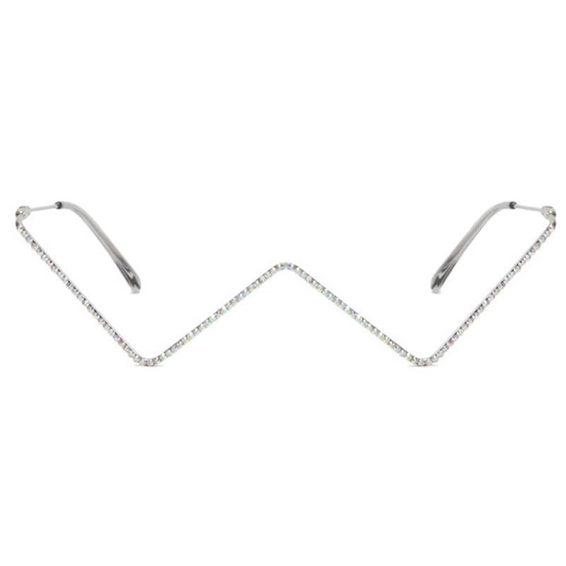 Spykay™ EG26881 Trendy Lensless Rhinestone Decor Semi-Rimless Glasses - image 14