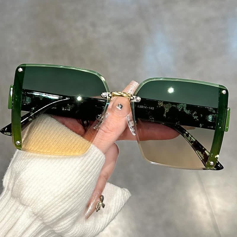 Spykay™ SG60835 Square Frame Oversized Rimless Sunglasses - Green - image 1