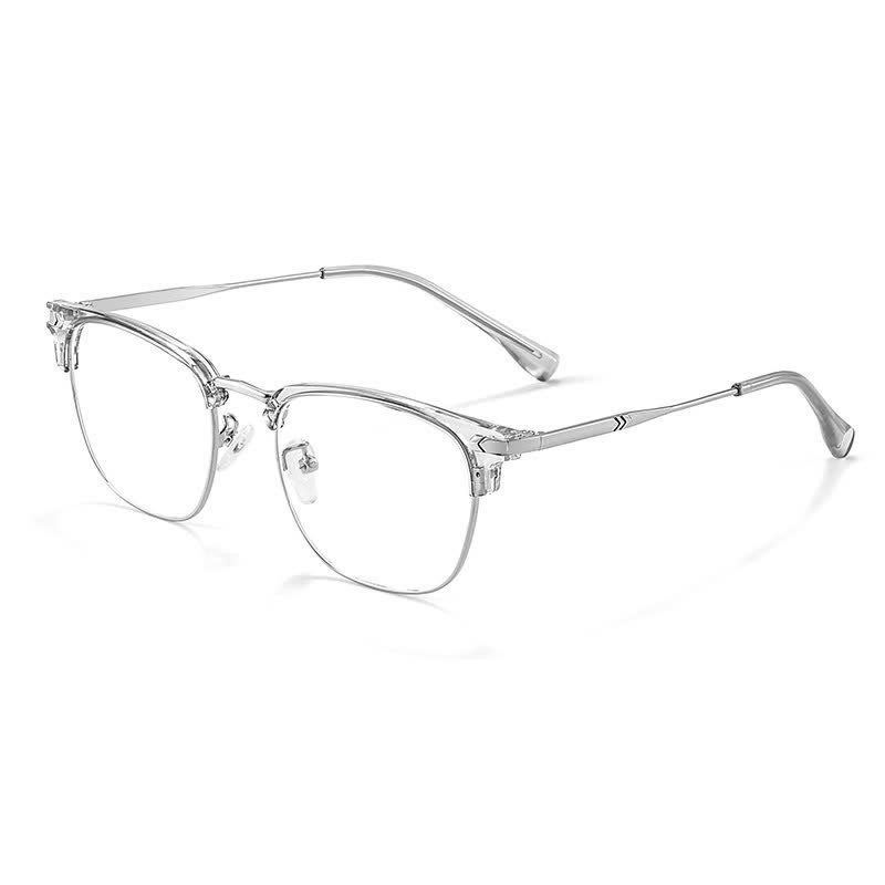 Spykay™ EG26832 Semi-Rimless Classic Square Frame Anti-blue Light Browline Glasses - Grey - Titanium - image 6