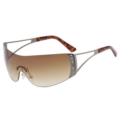 Spykay™ SG60852 Y2K Vintage Rhinestone Decor One-piece Rimless Hipster Sunglasses