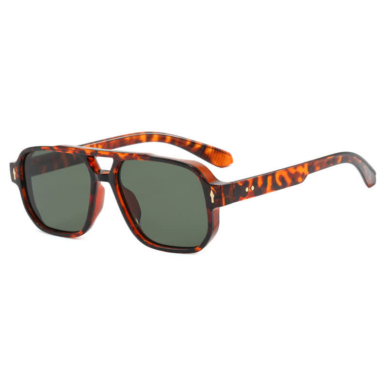 Spykay™ SG60754 Square Frame Double Bridges Vintage Sunglasses - Leopard - image 11