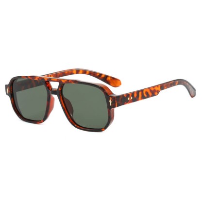 Spykay™ SG60754 Square Frame Double Bridges Vintage Sunglasses - Leopard - image 11