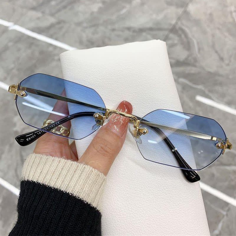 Spykay™ SG60884 Geometric Rimless Metal Temples Sunglasses