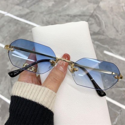 Spykay™ SG60884 Geometric Rimless Metal Temples Sunglasses