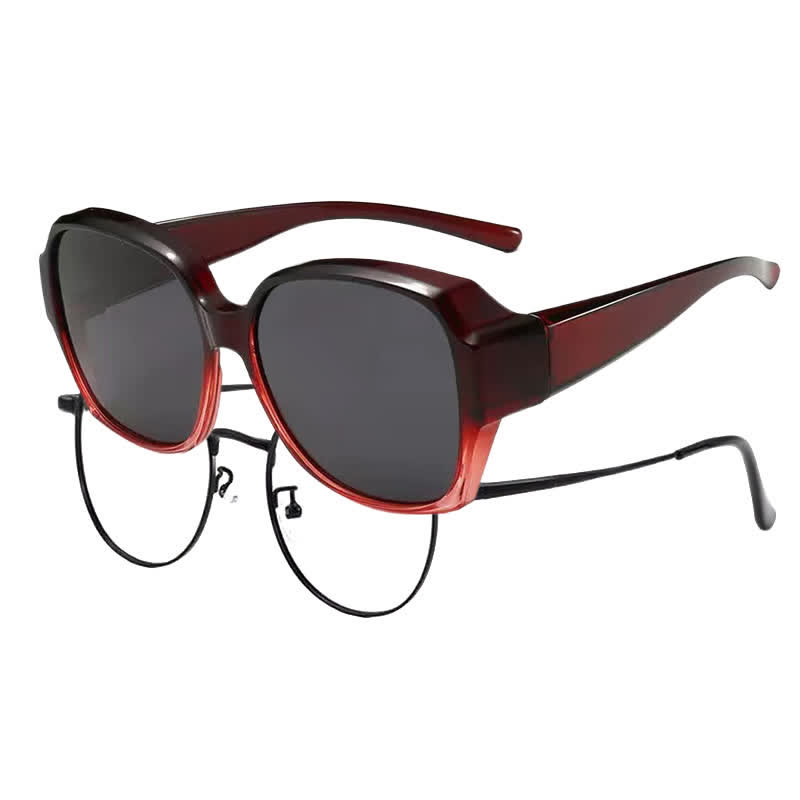 Spykay™ SG60859 Square Frame Polarized Driving Sunglasses Fit Over Glasses for Nearsighted People - Black/Red - Polarized - image 27