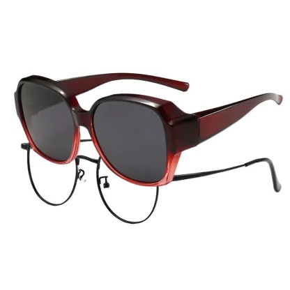 Spykay™ SG60859 Square Frame Polarized Driving Sunglasses Fit Over Glasses for Nearsighted People - Black/Red - Polarized - image 27