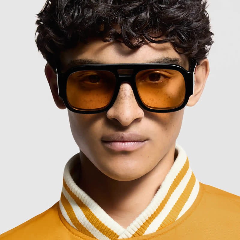 Spykay™ SG61016 Square Frame Double Bridges Classic Thick Sunglasses - Black/Orange - image 17