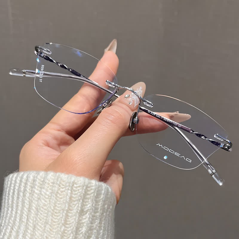 Spykay™ EG26889 Butterfly Titanium Frame Anti-blue Light Rimless Glasses - Purple - image 8