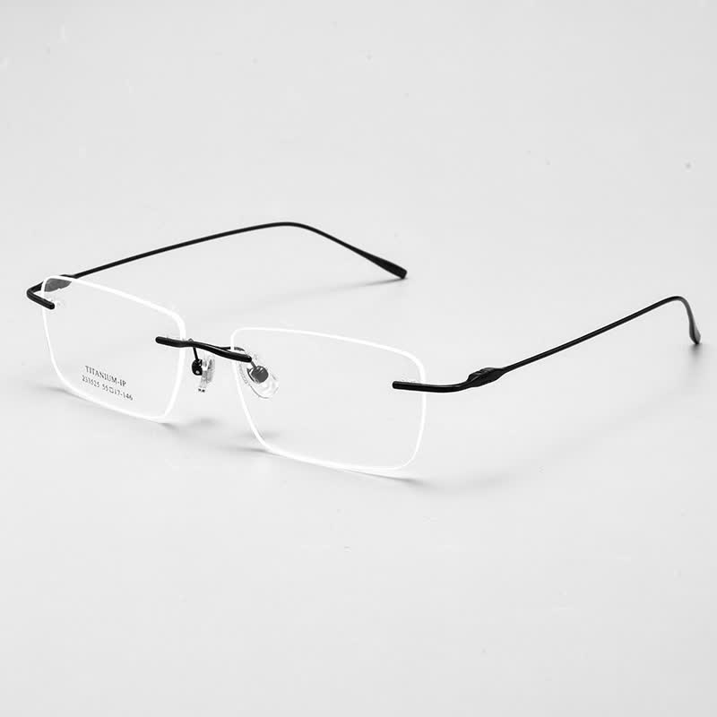 Spykay™ EG26723 Titanium Rectangle Frame Anti-blue Light Hipster Rimless Glasses - Black - image 6