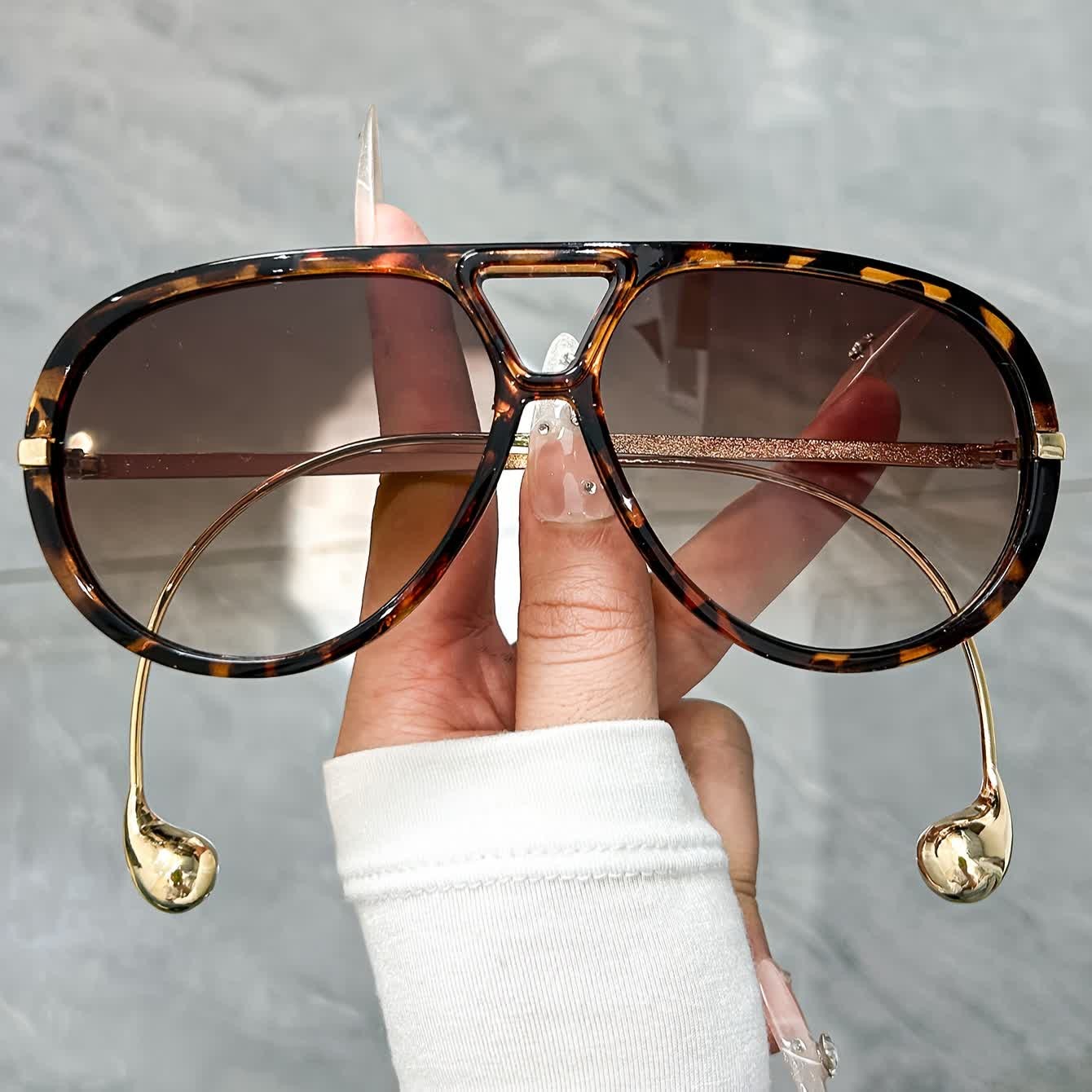 Spykay™ SG60673 Double Bridges Metal Temples Aviator Sunglasses - Leopard Print - image 25