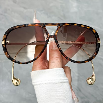 Spykay™ SG60673 Double Bridges Metal Temples Aviator Sunglasses - Leopard Print - image 25