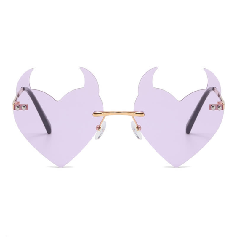 Spykay™ SG60991 Halloween Rimless Devil Horns Heart Sunglasses for Women Men - image 18