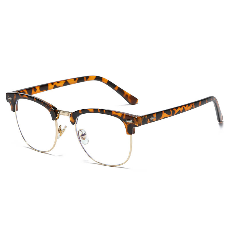 Spykay™ EG1015 Unisex PC Square Half-Frame Clear Lens Glasses, Suitable For Daily Office & Reading Blue Light Glasses - Leopard+Golden - image 5