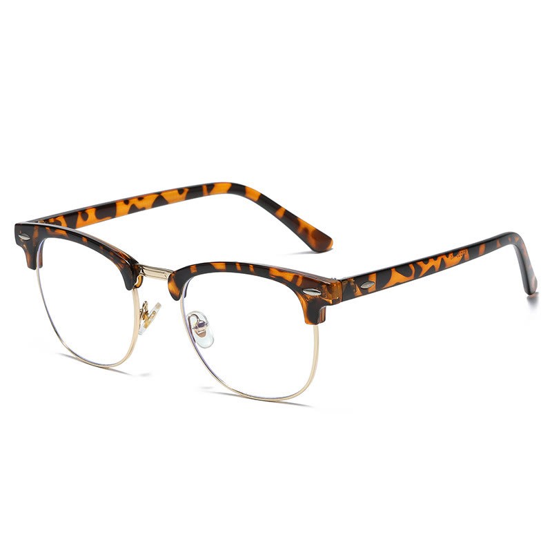 Spykay™ EG1015 Unisex PC Square Half-Frame Clear Lens Glasses, Suitable For Daily Office & Reading Blue Light Glasses - Leopard+Golden - image 5