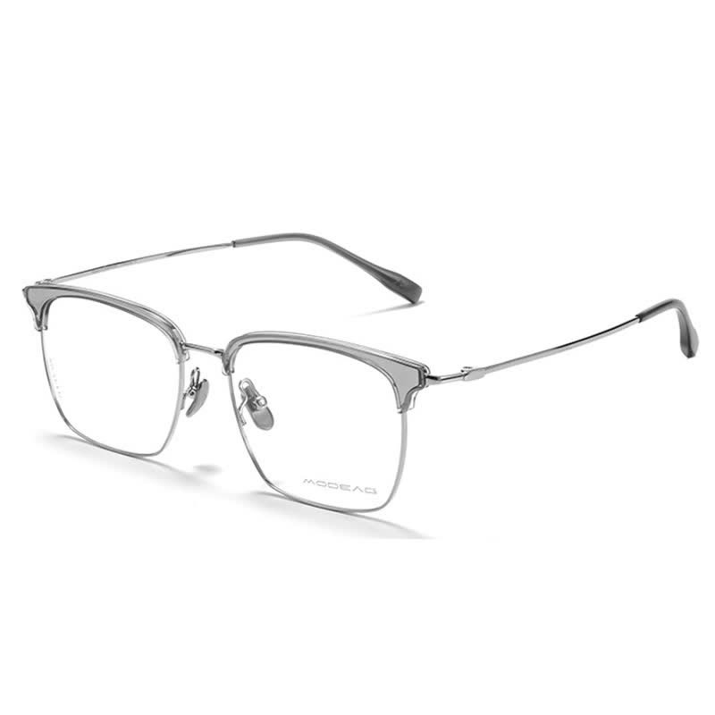 Spykay™ EG26898 Semi-Rimless Anti-blue Light Square Titanium Frame Browline Glasses - Grey - image 7