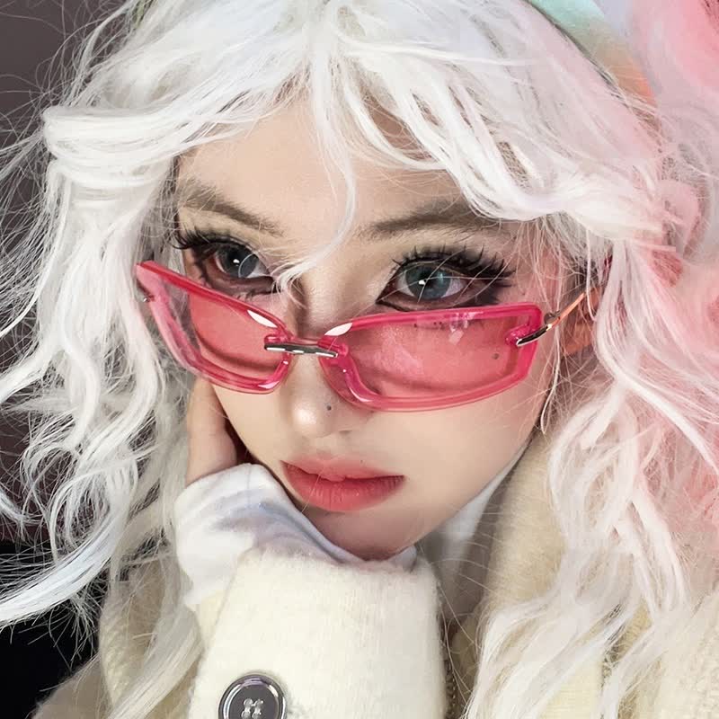 Spykay™ SG60850 Y2K Rimless Rectangle Frame Sunglasses - Pink - image 19