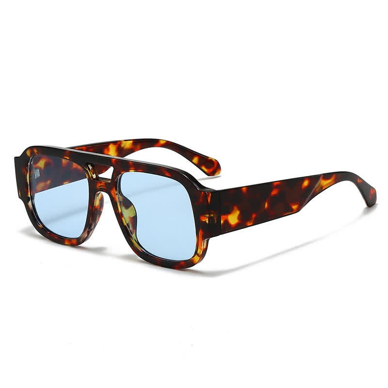 Spykay™ SG61016 Square Frame Double Bridges Classic Thick Sunglasses - Tortoise Shell/Blue - image 10