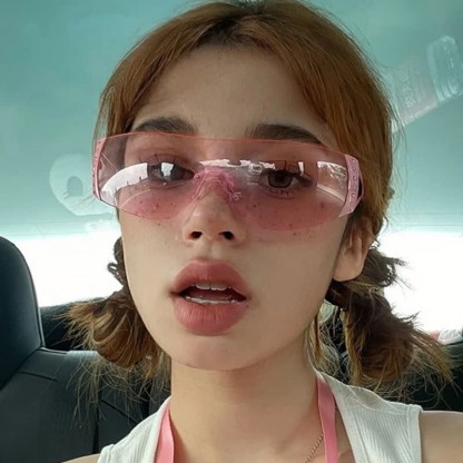 Spykay™ SG60852 Y2K Vintage Rhinestone Decor One-piece Rimless Hipster Sunglasses