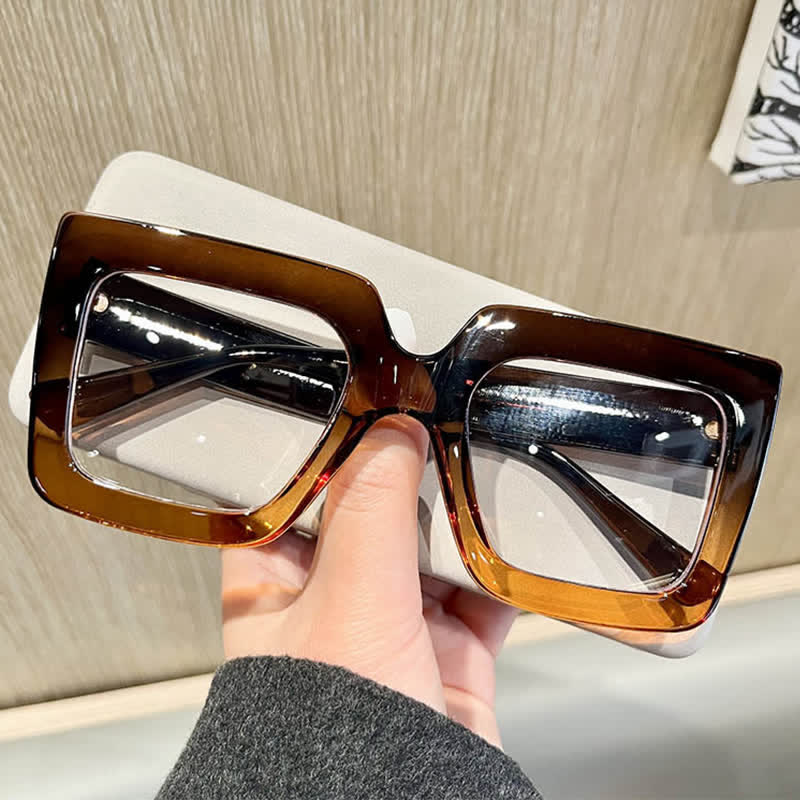 Spykay™ EG26812 Oversized Square Frame Anti-blue Light Glasses - Brown/Yellow - image 15