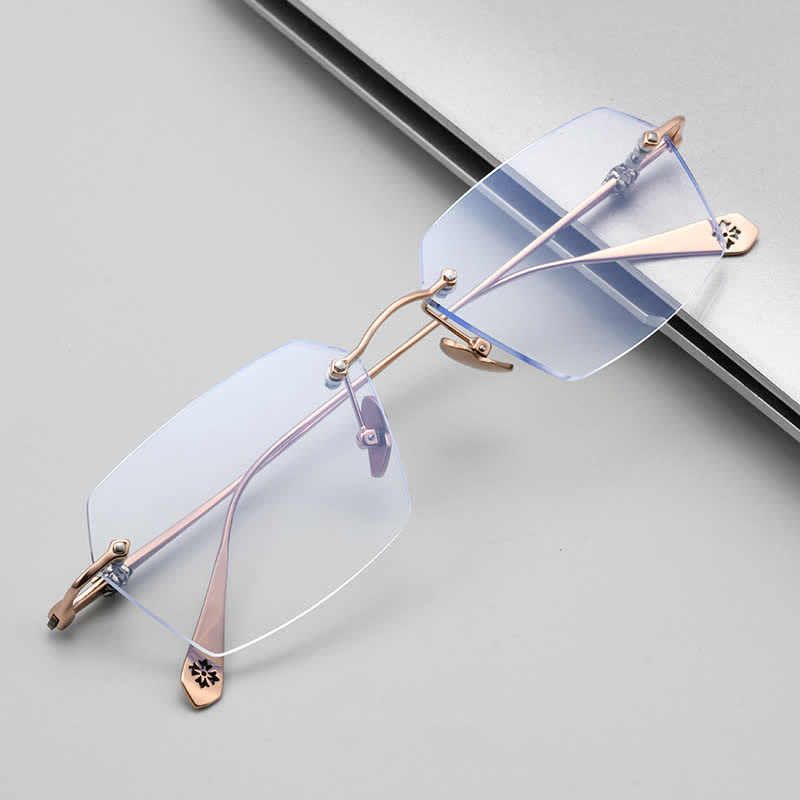 Spykay™ EG26901 Titanium Geometric Frame Anti-blue Light Hipster Rimless Glasses - image 3