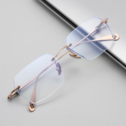 Spykay™ EG26901 Titanium Geometric Frame Anti-blue Light Hipster Rimless Glasses - image 3