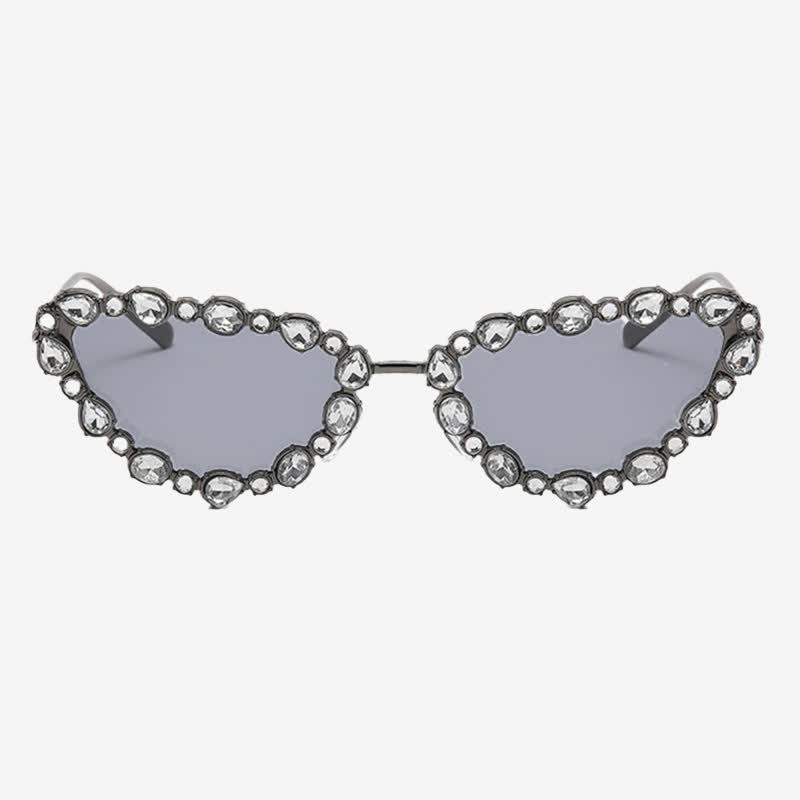 Spykay™ SG60894 Vintage-Retro Rhinestone Decor Cat-Eye Oversized Sunglasses