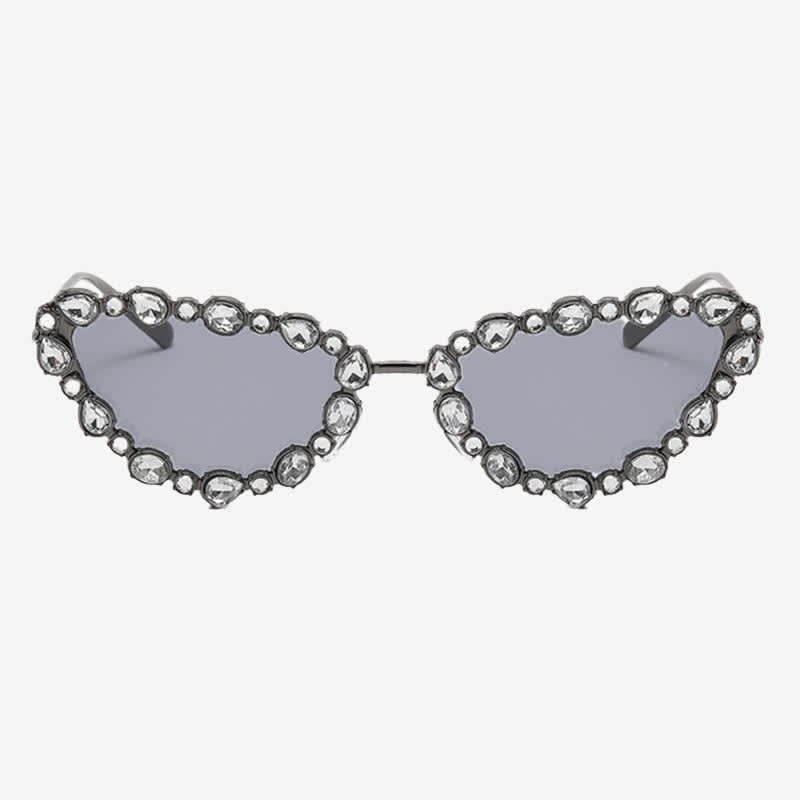 Spykay™ SG60894 Vintage-Retro Rhinestone Decor Cat-Eye Oversized Sunglasses