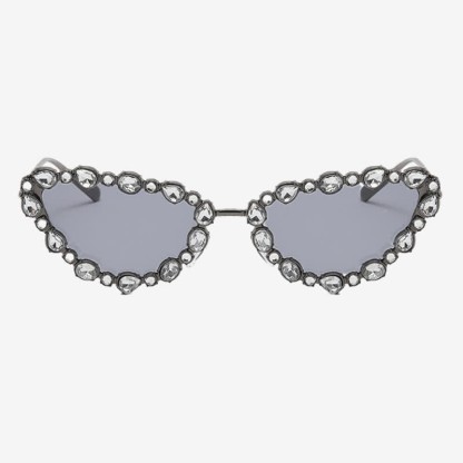 Spykay™ SG60894 Vintage-Retro Rhinestone Decor Cat-Eye Oversized Sunglasses