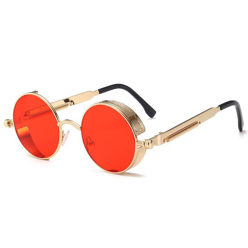 Spykay™ SG60945 Retro Punk Round Frame Spring Temples Sunglasses - Golden/Red - image 16