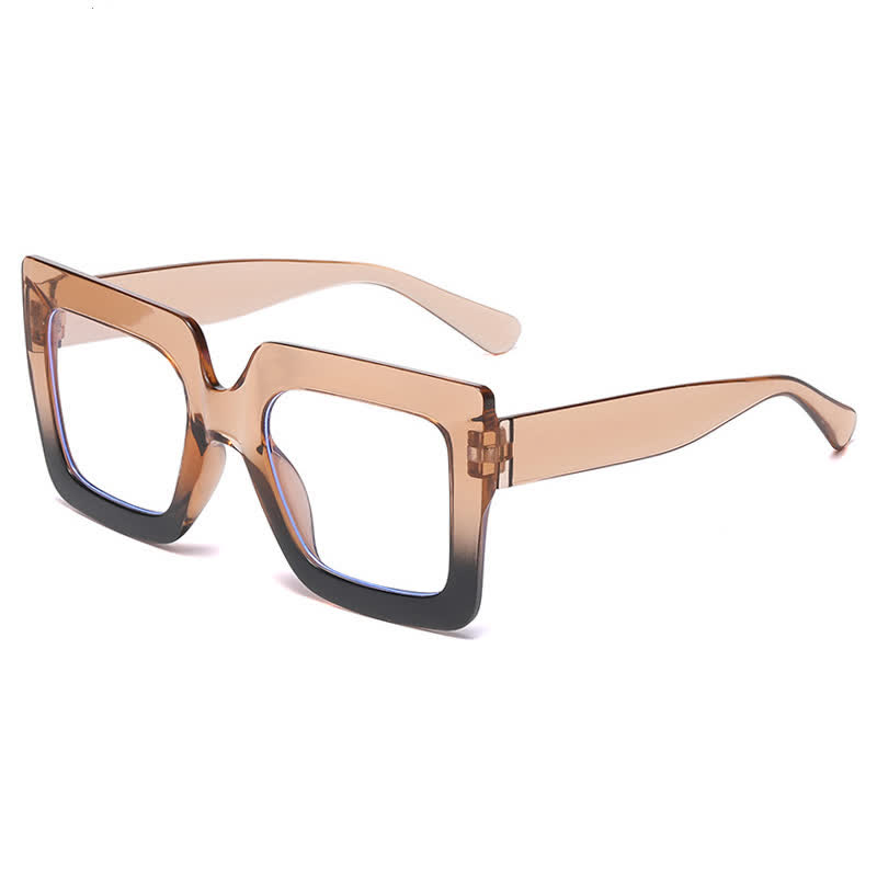 Spykay™ EG26913 Oversized Square Frame Fashion Anti-blue Light Thick Glasses - Brown/Black - image 15