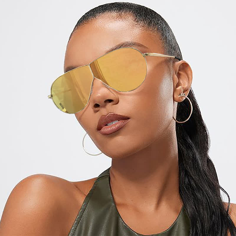 Spykay™ SG60915 Hipster One-piece Metal Temples Aviator Sunglasses