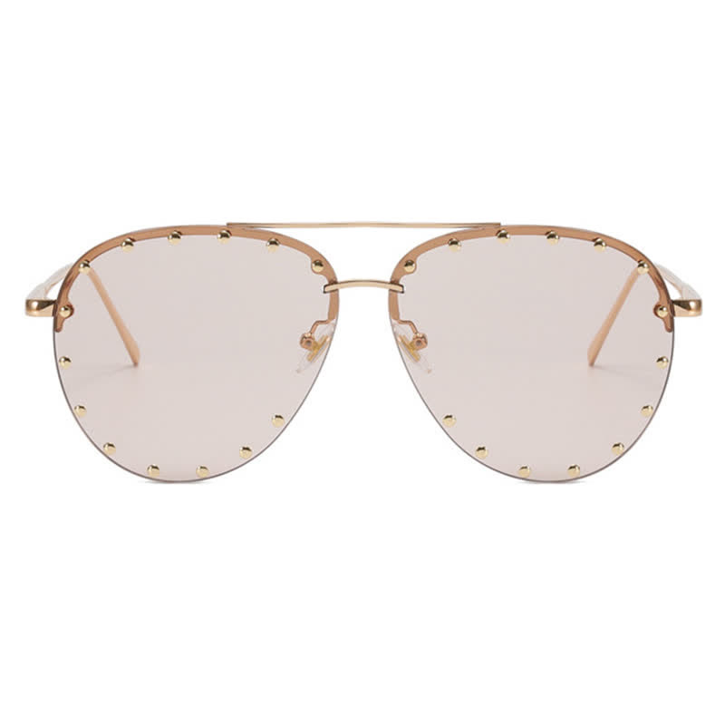 Spykay™ SG60887 Rivets Decor Double Bridges Retro Aviator Sunglasses