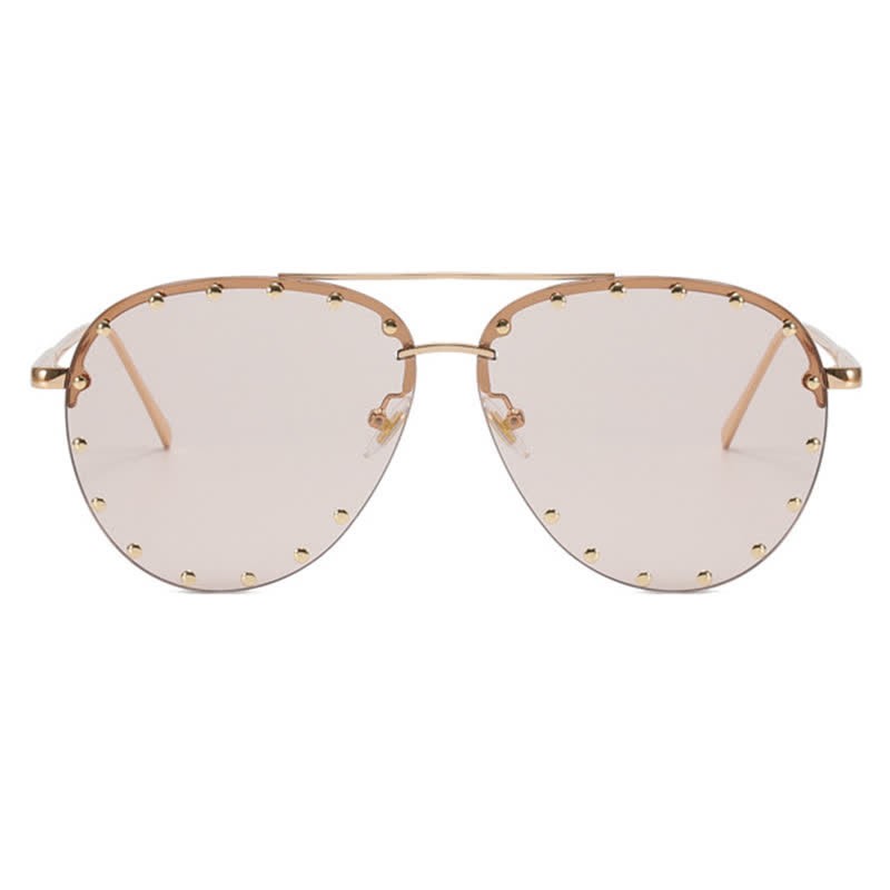 Spykay™ SG60887 Rivets Decor Double Bridges Retro Aviator Sunglasses