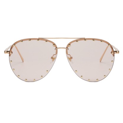 Spykay™ SG60887 Rivets Decor Double Bridges Retro Aviator Sunglasses