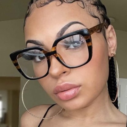 Spykay™ EG26771 Leopard Pattern Square Frame Oversized Glasses