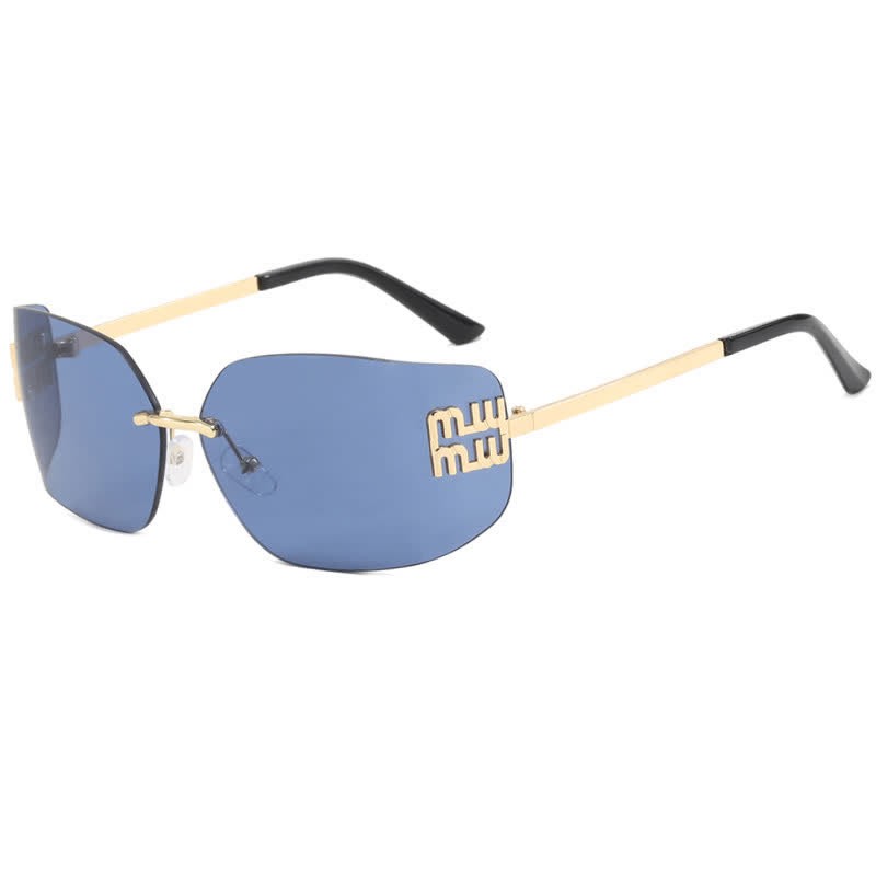 Spykay™ SG60676 Y2K Rectangle Frame Rimless Sunglasses - Blue - image 11