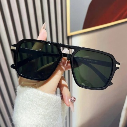 Spykay™ SG61014 Square Frame Double Bridges Classic Sunglasses - Black/Green - image 20