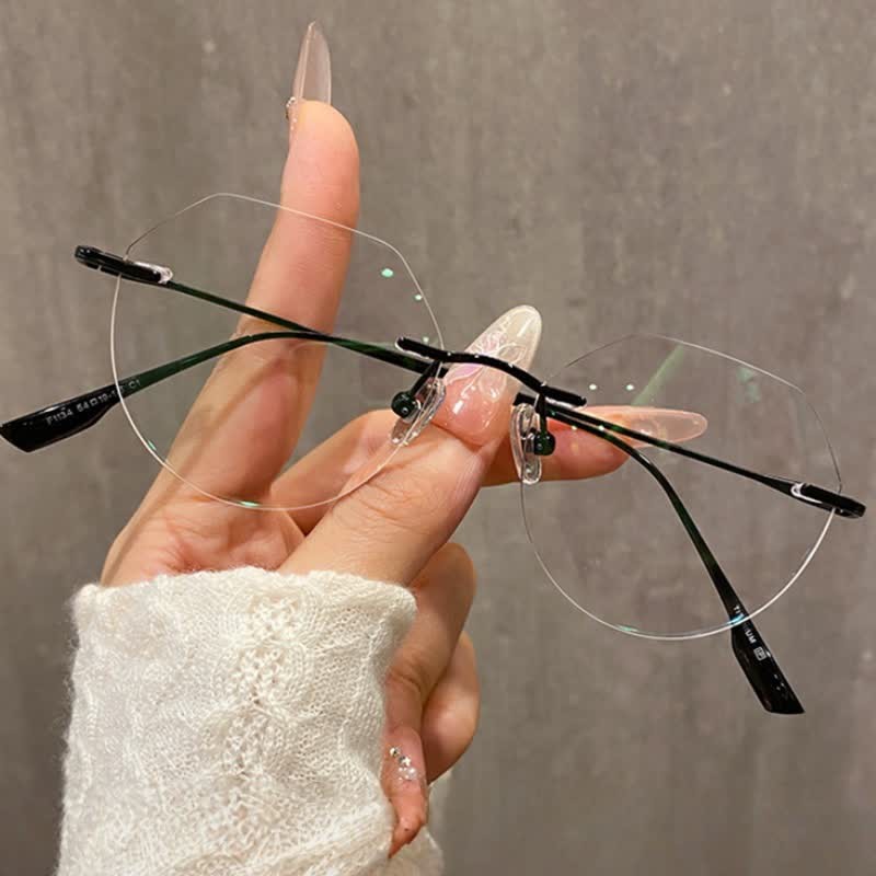 Spykay™ EG26893 Geometric Titanium Frame Anti-blue Light Hipster Rimless Glasses - Black - image 8