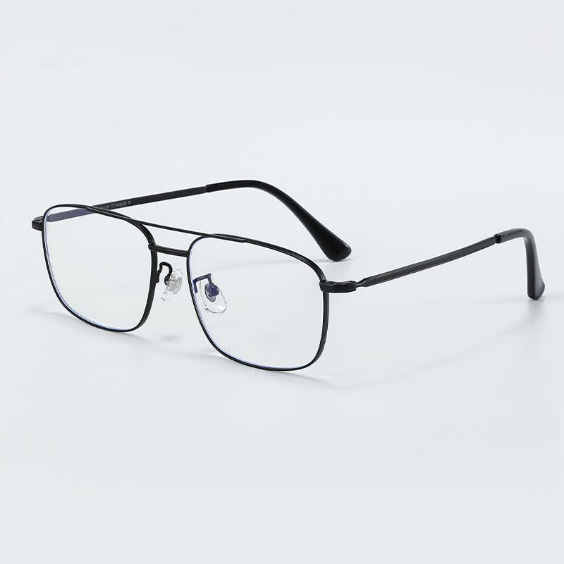 Spykay™ EG26851 Vintage Square Titanium Frame Anti-blue Light Double Bridges Glasses - Black - image 8