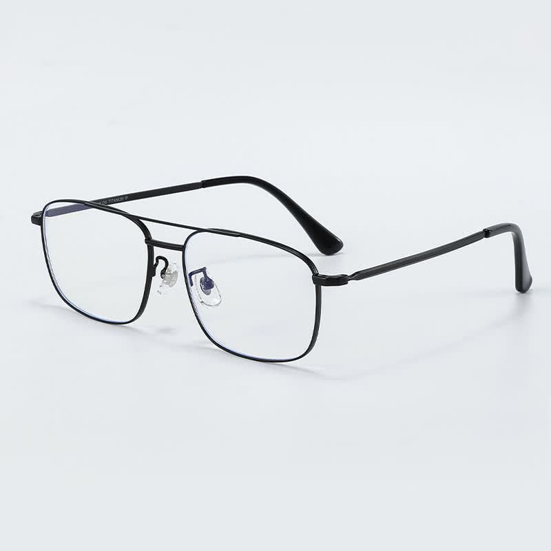 Spykay™ EG26851 Vintage Square Titanium Frame Anti-blue Light Double Bridges Glasses - Black - image 8