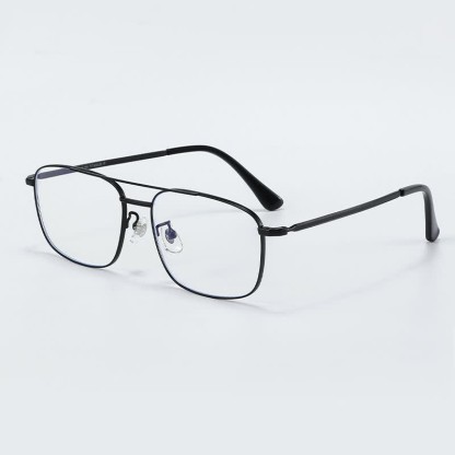 Spykay™ EG26851 Vintage Square Titanium Frame Anti-blue Light Double Bridges Glasses - Black - image 8