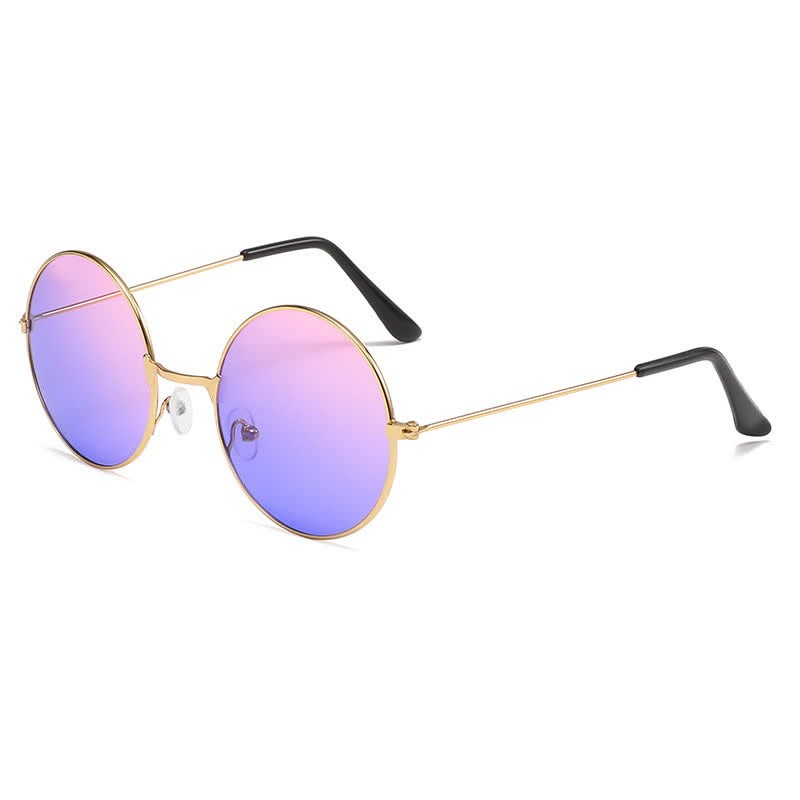 Spykay™ SG61008 Retro Round Frame Metal Sunglasses for Women Men - Pink/Blue - image 21