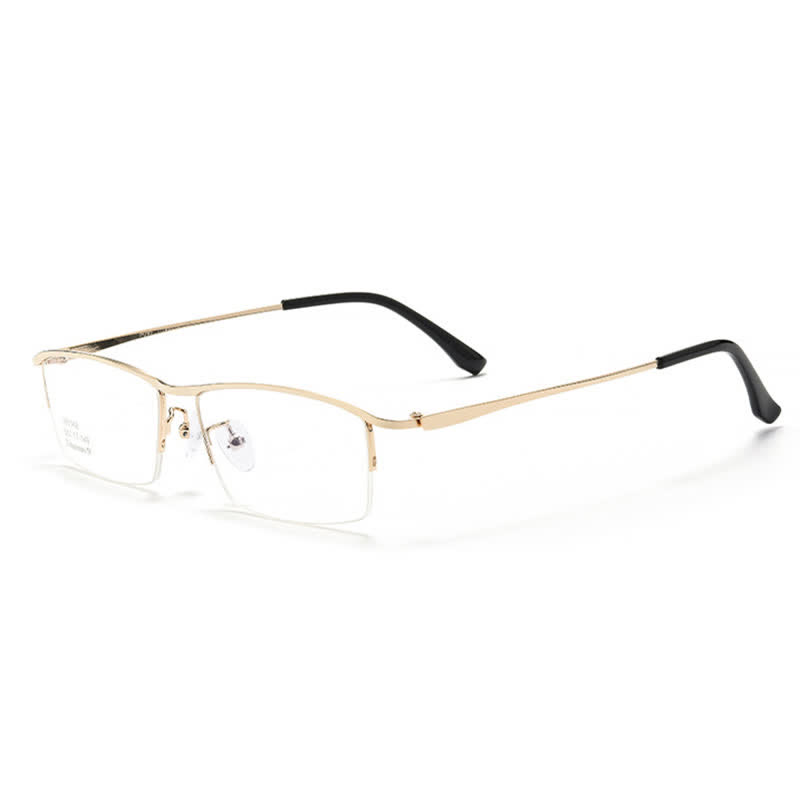 Spykay™ EG26842 Simple Semi-Rimless Titanium Rectangle Frame Anti-blue Light Glasses - Golden - image 4