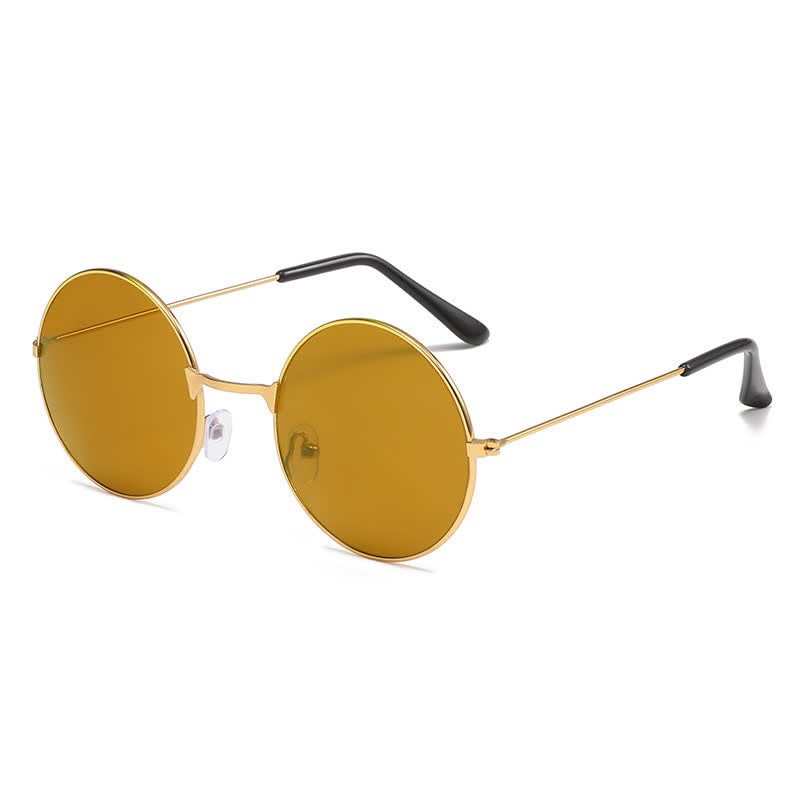 Spykay™ SG61008 Retro Round Frame Metal Sunglasses for Women Men - Light Brown - image 9