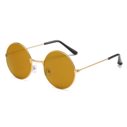 Spykay™ SG61008 Retro Round Frame Metal Sunglasses for Women Men - Light Brown - image 9
