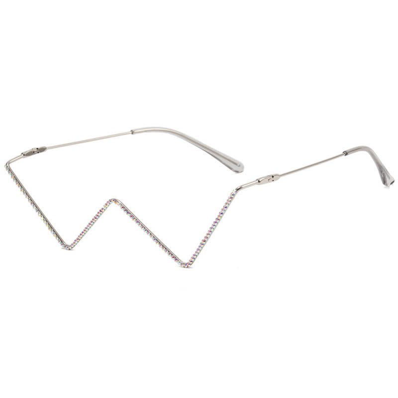 Spykay™ EG26881 Trendy Lensless Rhinestone Decor Semi-Rimless Glasses - Silver B - image 13
