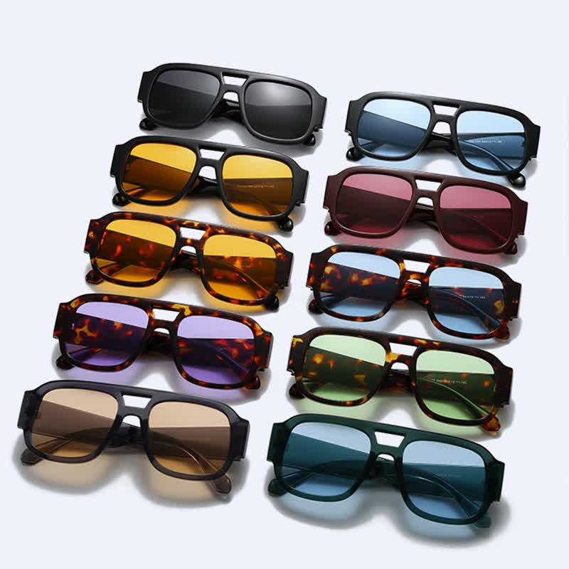 Spykay™ SG61016 Square Frame Double Bridges Classic Thick Sunglasses - image 28