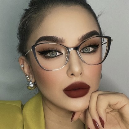 Spykay™ EG26752 Women's Cat-Eye Frame Hipster Glasses - Black/Silver - image 7